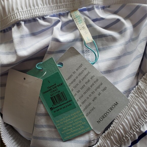 Sea Level Chamarel Striped Surf Shorts in Cobalt - Picture 7 of 8